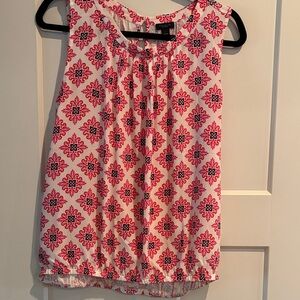Ann Taylor Sleeveless Pink and White Patterned Tank